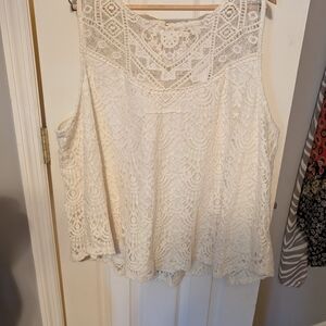 Cato Cream Lace Crochet Tank Top